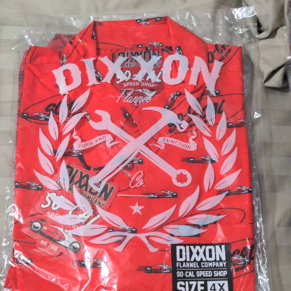 DIXXON Red Casual Button Down Shirt with Industrial Design